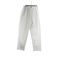 Vintage Criscione Dress Pants Womens Medium White Crepe Pleated Tapered USA Made