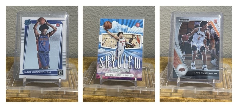 2021-22 Panini Prizm Donruss Optic Rookie NBA Hoops Cade Cunningham 3 Card Lot #