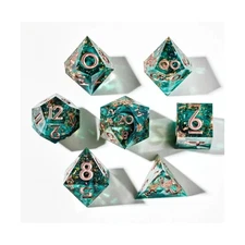 Dispel Resin Polyhedral Set Poly Set - Mossy Glade (7) New