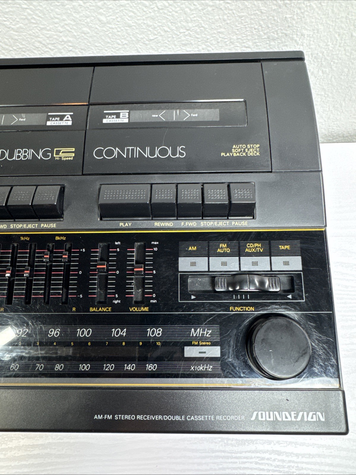 SOUNDESIGN AM-FM STEREO Radio Receiver Double Cassette Recorder #5888 - Tested!
