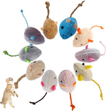 6PCS Catnip Mouse Toys Plush Mice Interactive Chew Chase Kitten Cat Toy Set