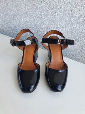 Clergerie Paris Damen Slingback Pumps Schwarz  Gr. 37 EUR Lackleder 