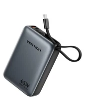 VENTION 45W Power Bank, CCC Certified 20000mAh with Built-in USB-C Cable, Fas...