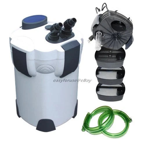 SUNSUN 3 STAGE EXTERNAL CANISTER AQUARIUM FILTER w/ 9 WATT UV STERILIZER 375GPH