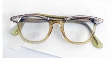 1940-50s Engraved Aluminum  Lucite Plastic Bifocal Eyeglasses fancy corners  a