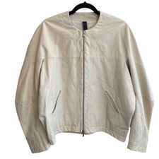 Maria Cornejo Lambskin Leather Full Zip Koya Bomber Jacket Cream Size