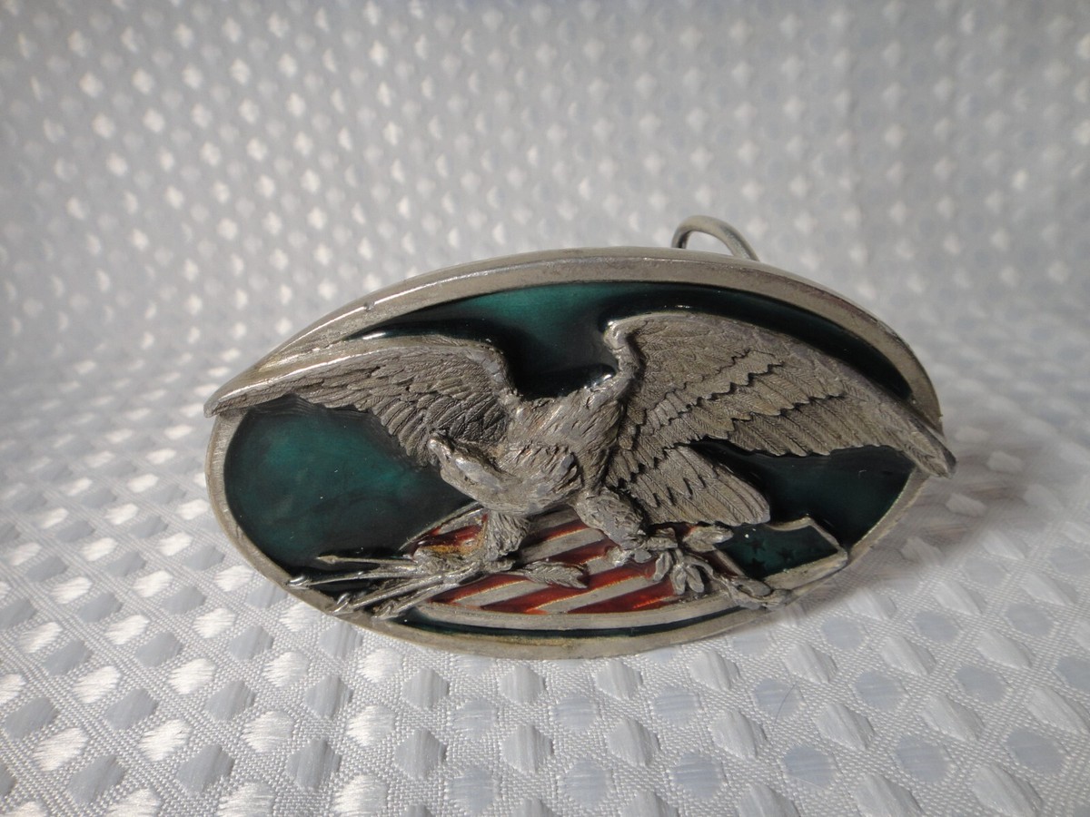 Vintage 1983 Bergamot Brass Works American Eagle Metal Belt Buckle