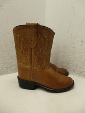 Old West Toddlers Brown Leather Round Toe Pull On Cowboy Boots Sz 4 D Sty 3129