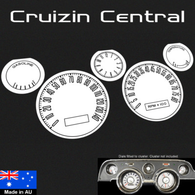 Tacho Date Sticker Plastic WHITE DECALS for Ford Mustang 67-68 KMH MPH Tacho gauge speedo ...