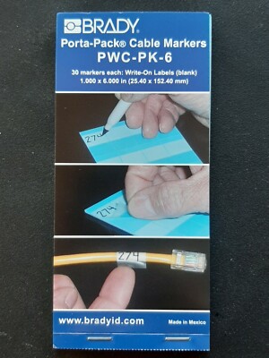 Brady Porta-Pack Cable Markers (PWC-PK-6) NEW - 30 Write-On Labels       (L33)