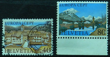Switzerland 1977 2 Europa stamps SG 931 Mint unhinged, SG 930 Used