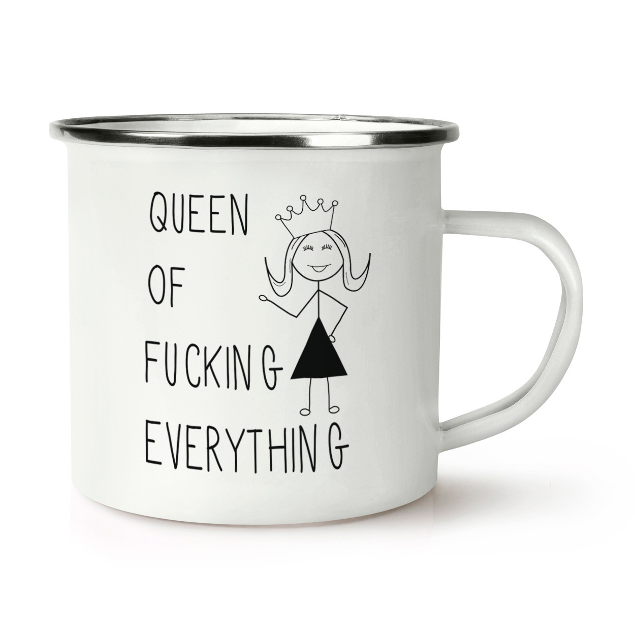 Queen Of F-king Everything Quote Retro Enamel Mug Cup - Funny