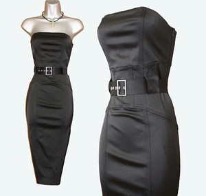 black satin pencil dress