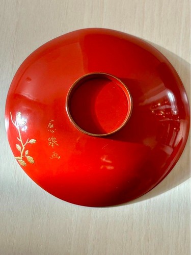Antique Japanese Lacquerware sakazuki Mt. Fuji. hawks. eggplants F/S from Japan - Picture 8 of 14