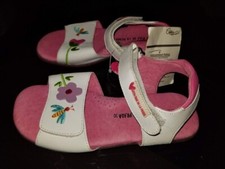 NewGirlAgathaRuizDeLaPrada WhitePinkLeather Flat DressPartySandalSpain 13/E30 90