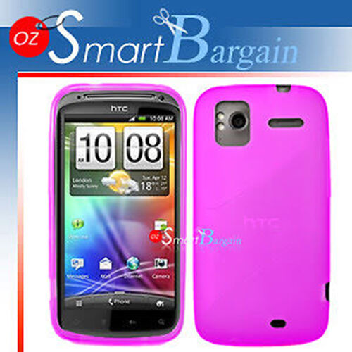 Pink Soft Gel TPU Cover Case For HTC Sensation + Film - Bild 1 von 1