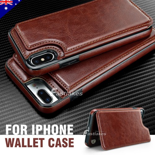 Flip Leather Wallet Case Shockproof Cover for iPhone 16 15 14 13 12 Pro