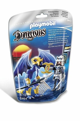 New Playmobil Toy Blue Ice Dragon &amp; Warrior Knight Toy Set 5464