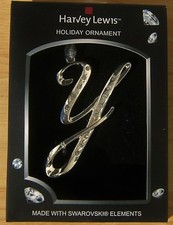 Harvey Lewis Monogram Ornament Y Silver Swarovski Elements Christmas Holiday