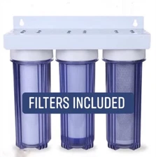 Whole House Water Filter System 2.5" x 10" Three Stage Filtration 3/4" Inlet