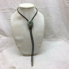 Vintage 1987 Siskiyou Buckle Co Pewter Leather Bolo Tie w/ Eagle Motif
