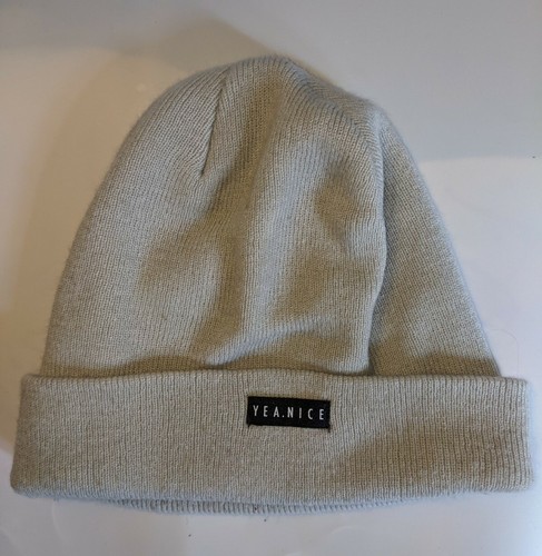 Yea Nice Beanie Gray OSFA Knit Cuffed 
