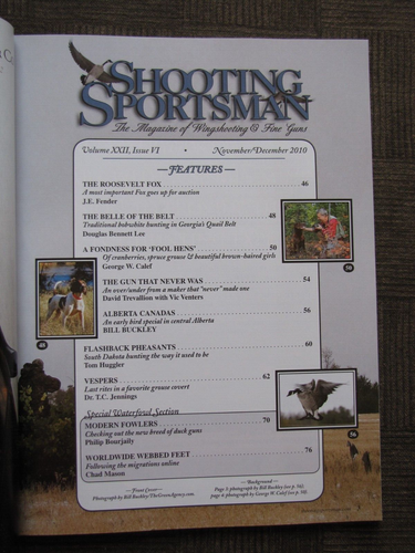 SHOOTING SPORTSMAN Wing Shooting & Fine Guns Vol XXII Issue VI Nov / Dec 2010 - Imagen 2 de 6