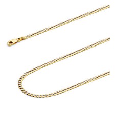 Wellingsale 14k Two Tone Gold Solid 2.7mm Cuban Curb Pave Chain Necklace