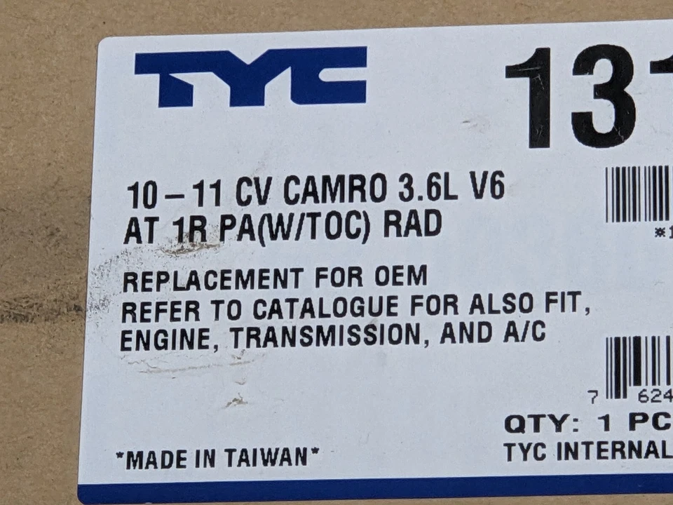 TYC 13141 Radiator For 2010-2011 Chevrolet Camaro NEW Foto 4 de 4