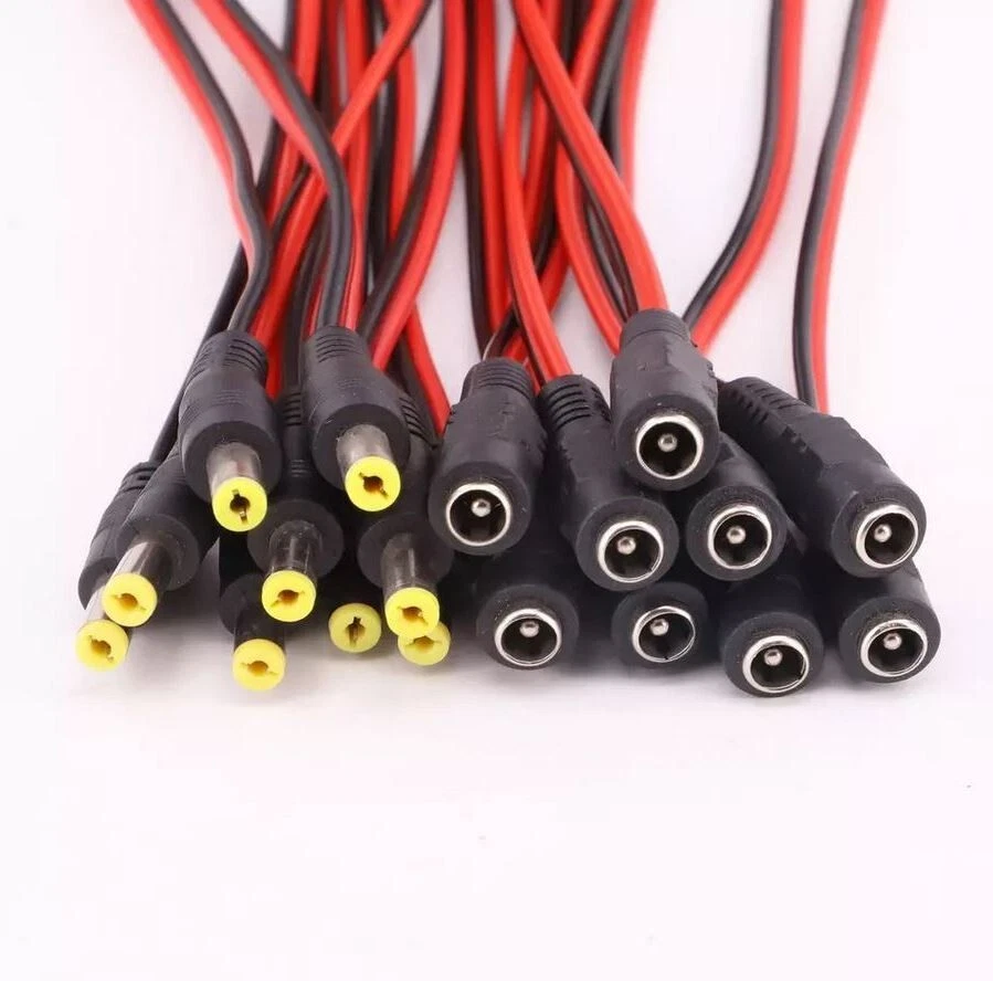100 Pcs Male and Female DC Power Connector Pigtail Cable CCTV Camera Connector - Image 2 of 4