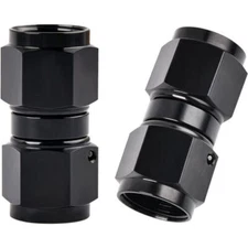 2PCS 4 AN to -4 AN Straight Female Swivel Coupler Union Fitting Black Aluminum 