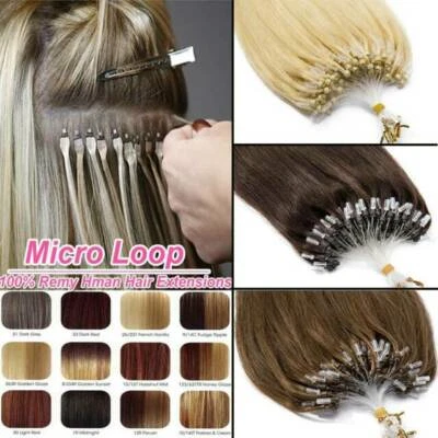 Micro Loop Ring Nano Beads Indian Remy Human Hair Extensions Pre Bonded 100s