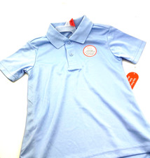 Boys School Uniform Shirt Size 4/5 XS Blue Collared Polo Buttons Children Kids