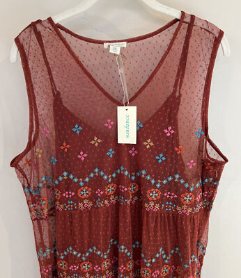 rust embroidered dress Rust Embroidered Mini Dress Large