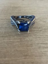 Sterling Silver Blue Gemstone Eternity Band Ring Sz 6.25