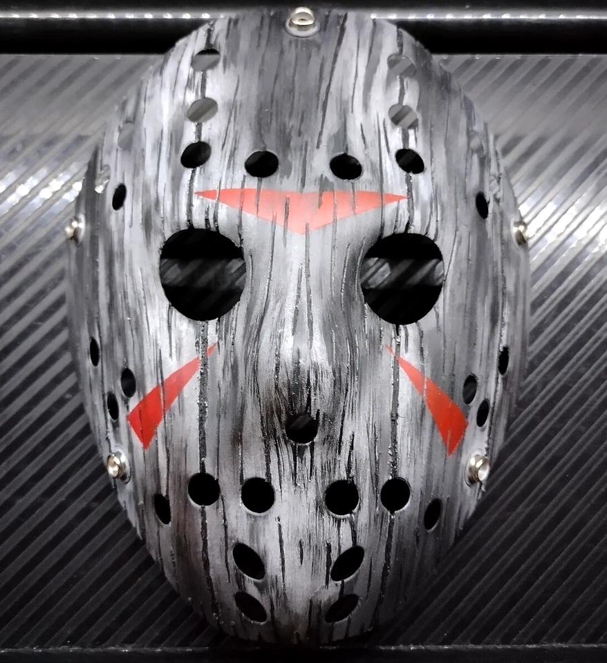 NUEVA Máscara de Hockey Jason Friday the 13th "Madera Gris" Nivel 2 con Correas/Certificado de Autenticidad Foto 3 de 4