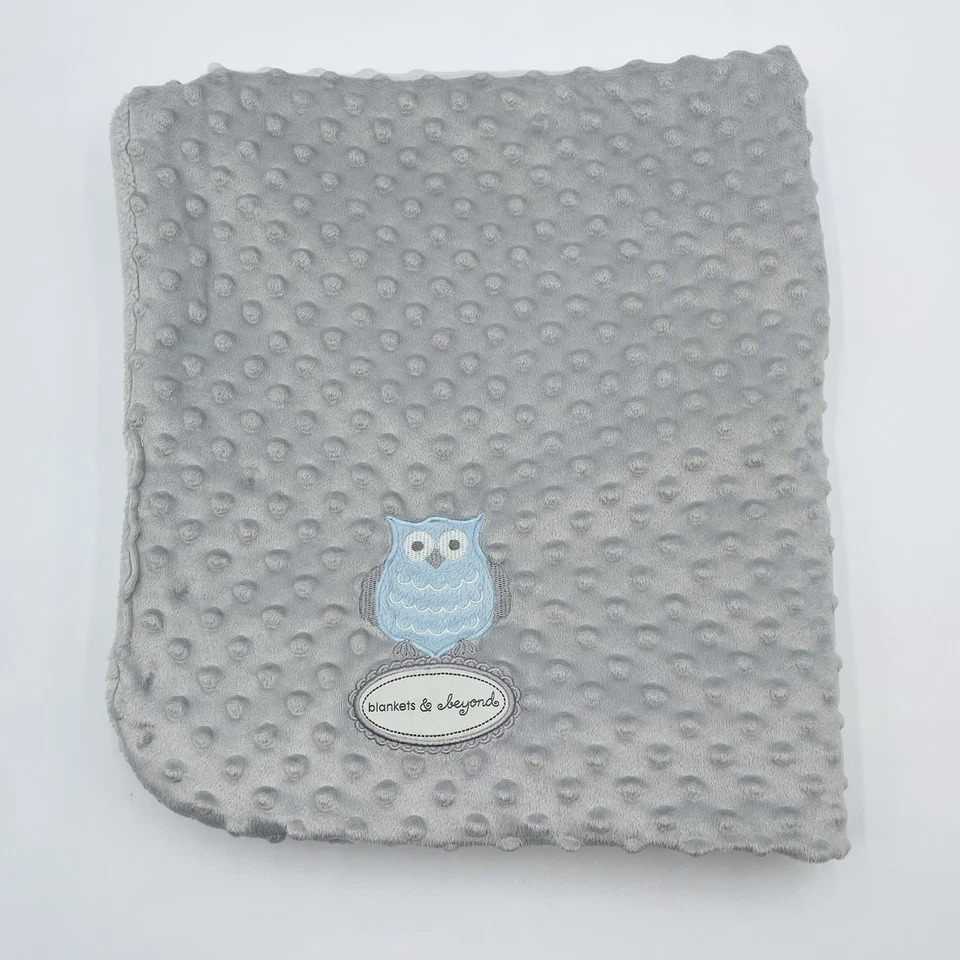 Blankets & Beyond Baby Blanket Owl Minky Gray Embroidered - Image 2 of 4