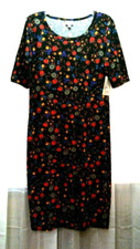 NEW WOMEN'S LULAROE JULIA BLACK FLORAL HEARTS SHORT SLEEVE PENCIL DRESS SIZE L