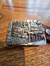 Seattle Souvenir Public Market Belt Buckle by Siskiyou 1981 with Leather Belt 32