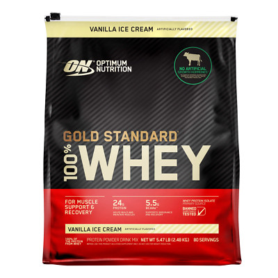 Optimum Nutrition Gold Standard 100% Whey Protein Powder, Vanilla Ice Cream, 5.4