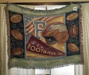 Football Woven Tapestry Afghan Blanket 