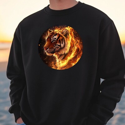 Tiger in Flammen Sweatshirt Kuschelig und Perfekt für jeden Anlass S bis 4XL