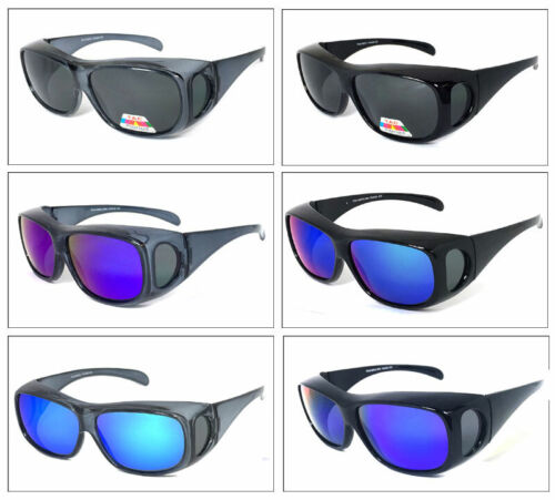 Lente de espejo polarizado AJUSTE SOBRE gafas de sol cubierta gafas Rx protección UV - Imagen 1 de 26