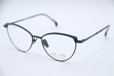 NEW STATE OHIO GRAPHITE TEAL BLACK TORT AUTHENTIC DESIGNER EYEGLASSES 54-17