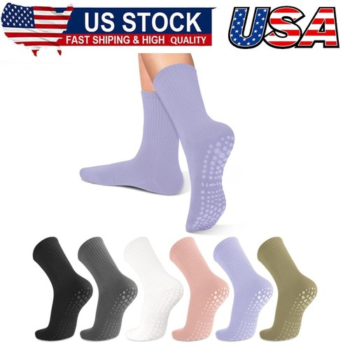 6 Pairs Pilates Socks with Grips for Women-Non-Slip Yoga Socks for Ballet Dance
