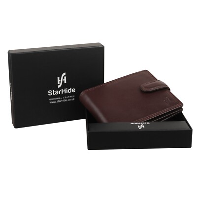 STARHIDE Men's RFID Blocking Genuine Leather Wallet - Coin Pocket, ID Window, Gift Box (Brown, 12x9.8cm) - View #8