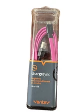 Ventev ChargeSync Micro-USB Flat Cable Tangle-Free - 3' - Pink