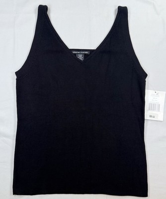 Pierre Cardin Women's Black Knit Tank Top Size Medium New w/ Tags 100% Cotton