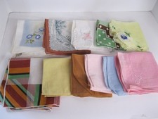 Lot of 11 Colorful Handkerchiefs Embroidered Cotton Hankies Vintage Crafts