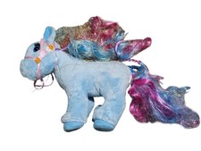 Vtg Rare Animal Alley Pony Plush Blue/Pink Braided Hair Toys R Us